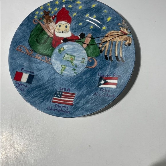 CHRISTMAS VILLAGE KIDS COLLECTION SANTA CLAUS COOKIE PLATE DESIGNED BY CHILD - Picture 2 of 7